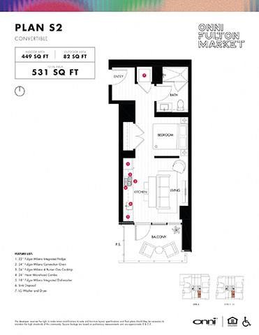 Floor plan for studio, 1 bath, 449 sqft